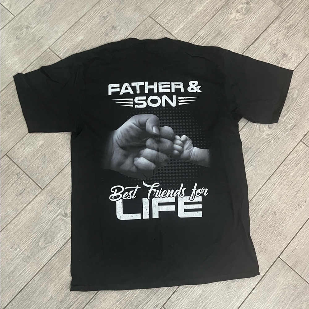 Men's black medium father and son for life tshirt